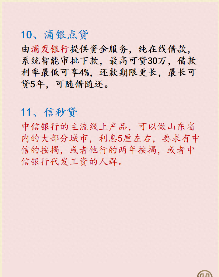 盘点各大银行的贷款产品（中农工建）