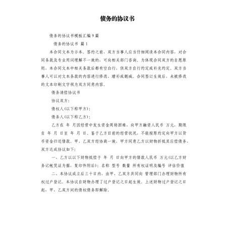 合作债务及合作债务协议书的写作方法