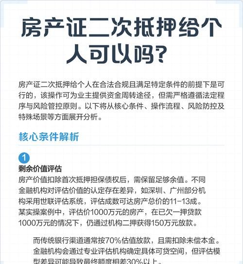 公司房产二次抵押借贷，风险与机遇并存