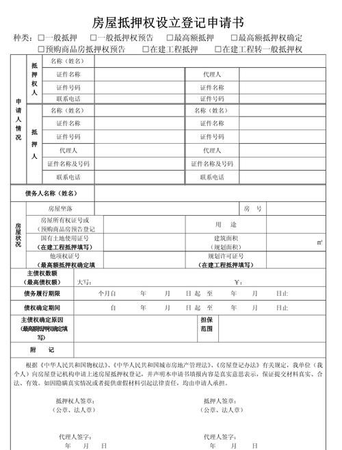 平安房产抵押贷款申请表，开启房产融资的关键一步